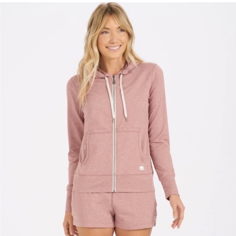 Vuori Women's Halo Performance Hoodie 2.0 Dogwood Pink Full Zip Up Sweatshirt XS